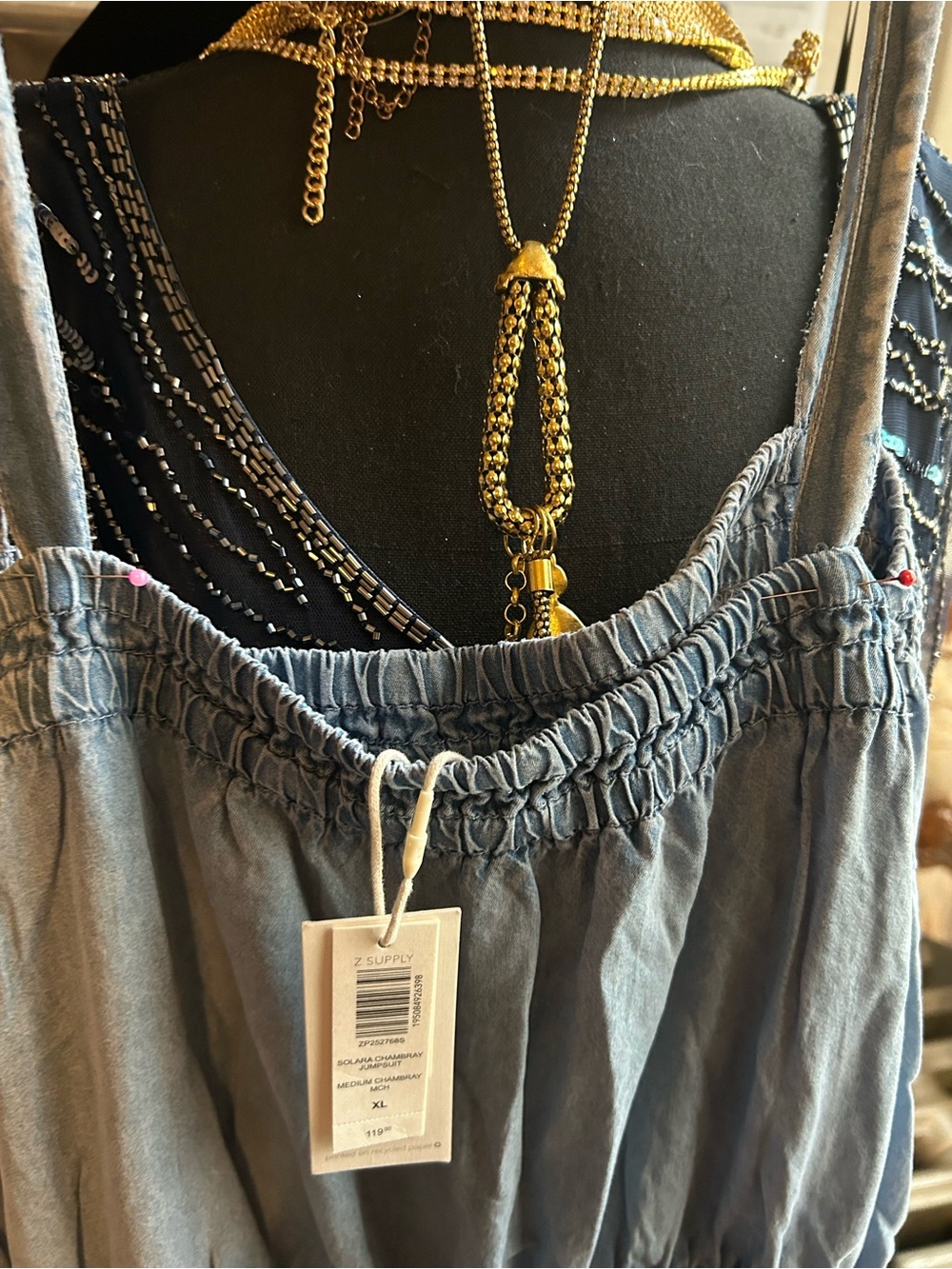 Z Supply Light Blue Sleeveless Linen-Blend Jumpsuit - Picture 3 of 6
